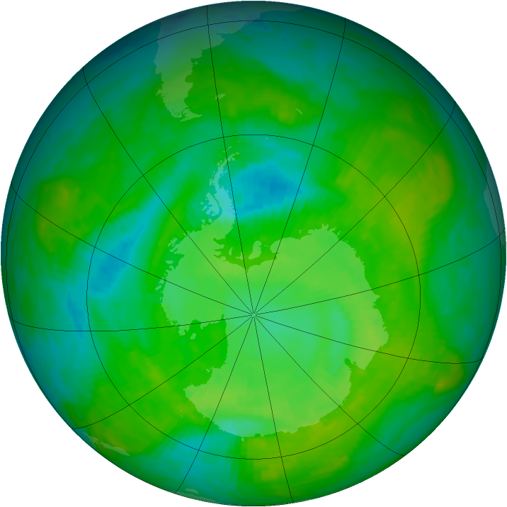 Antarctic ozone map for 17 December 1989